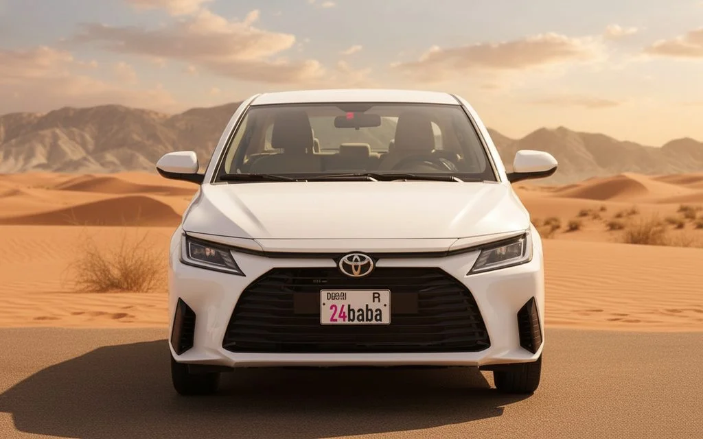 Toyota Yaris 2023 white front view with headlights