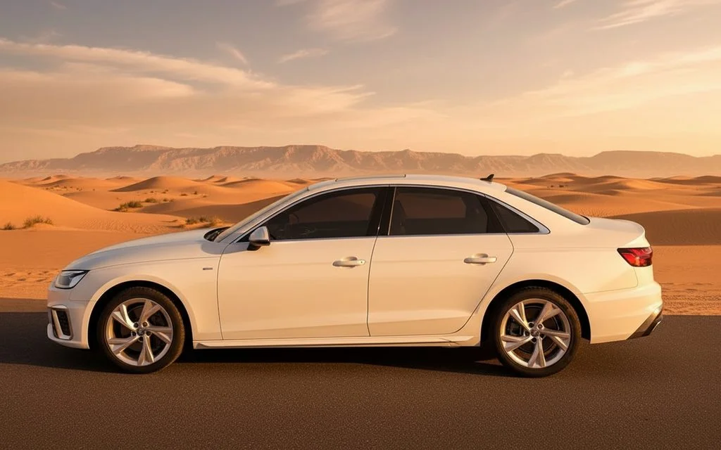 Audi A4 2022 White side profile – rental in Dubai