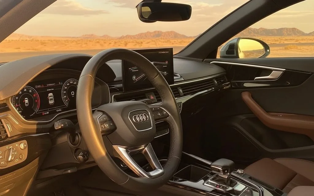 Audi A4 2022 interior view showing trim – rental in Dubai