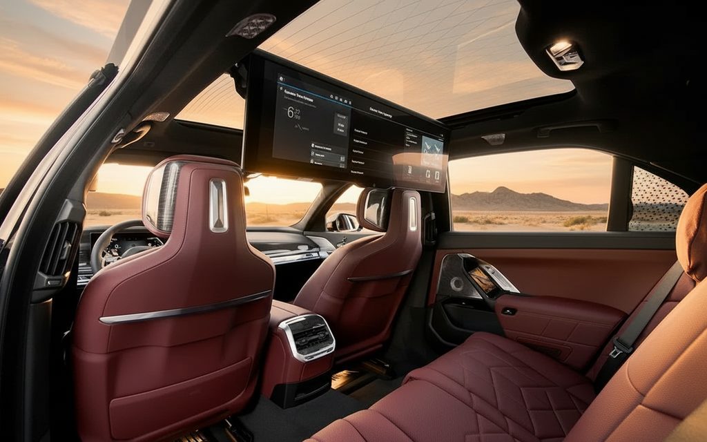 Bmw 740 2023 interior view showing trim – rental in Dubai