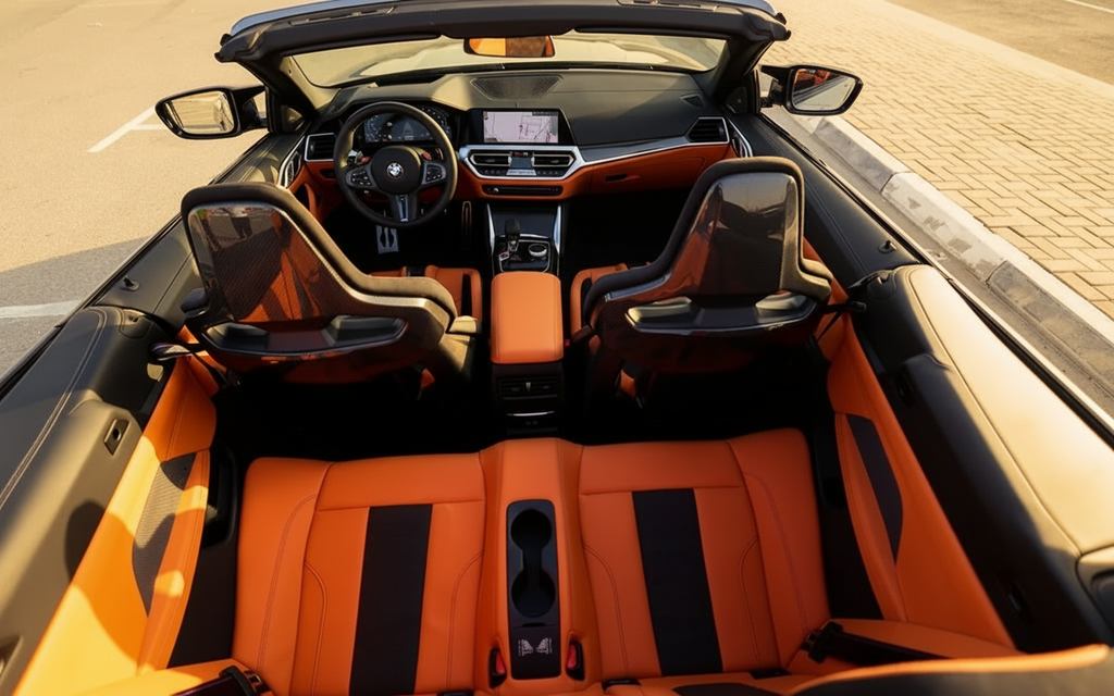 Bmw M4 2022 interior view showing trim – rental in Dubai