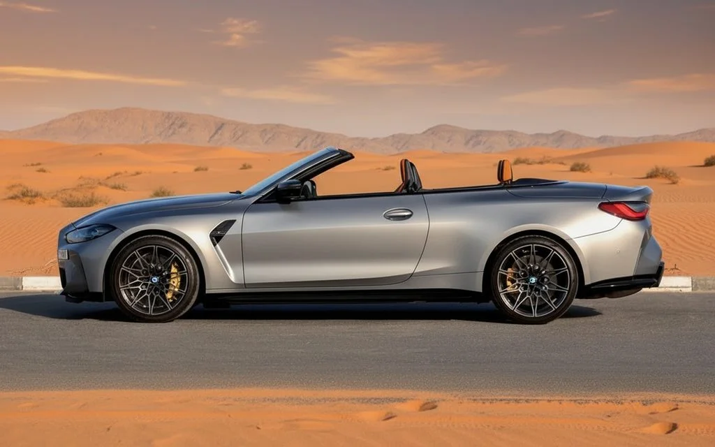 Bmw M4 2022 Grey side profile – rental in Dubai