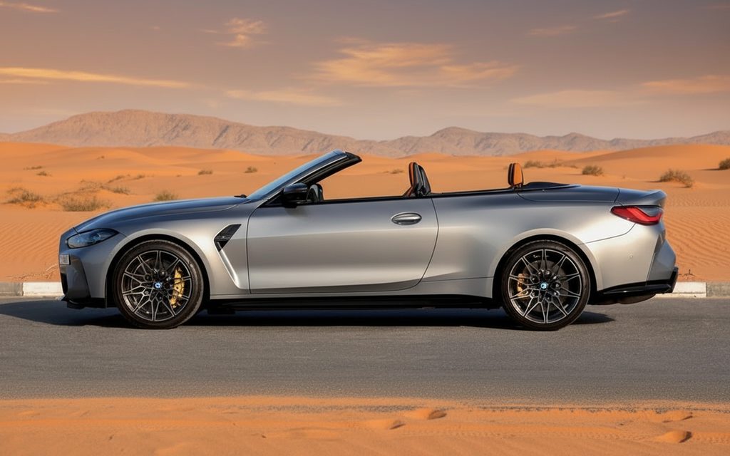 Bmw M4 2022 Grey side profile – rental in Dubai