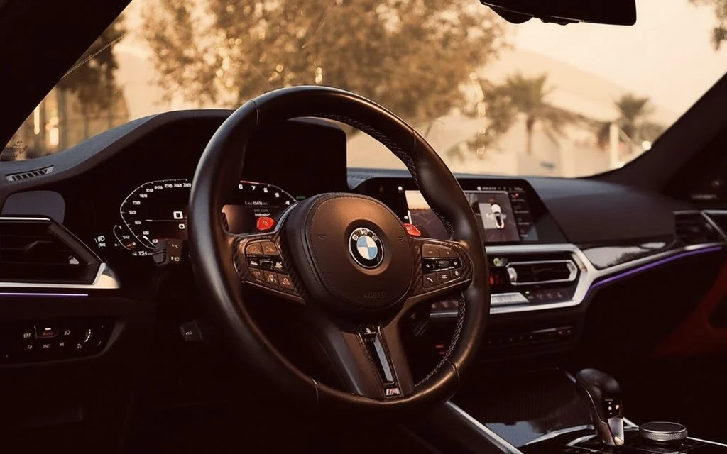 Bmw M4 2024 interior view showing trim – rental in Dubai