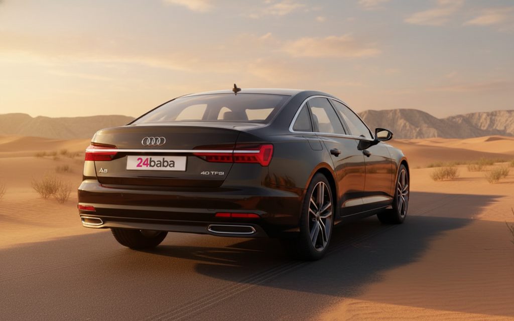 Audi A6 2021 Black rear view showing taillights