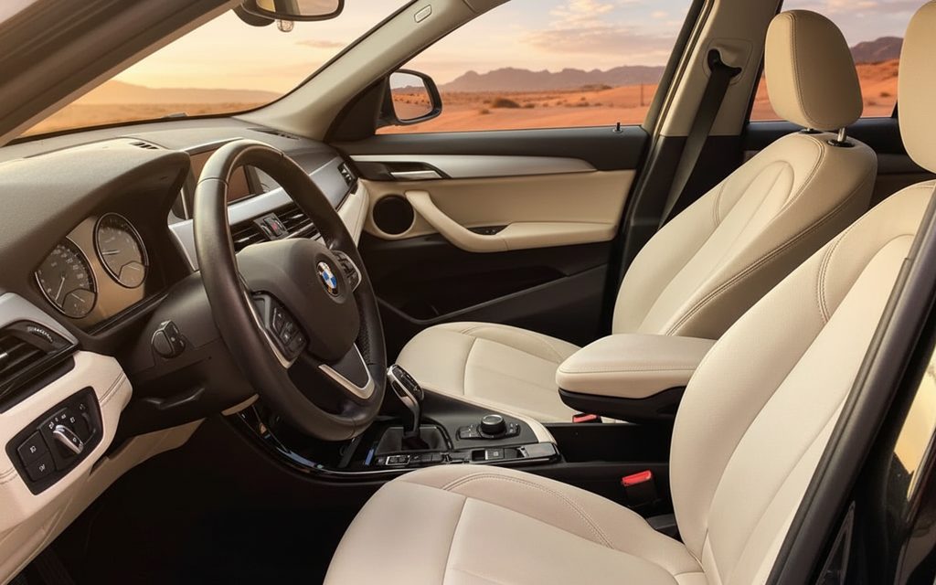 Bmw X2 2023 leather seats and cabin – rental in Dubai