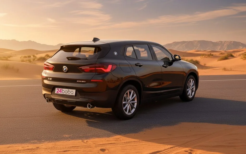 Bmw X2 2023 Black rear view showing taillights – rental in Dubai