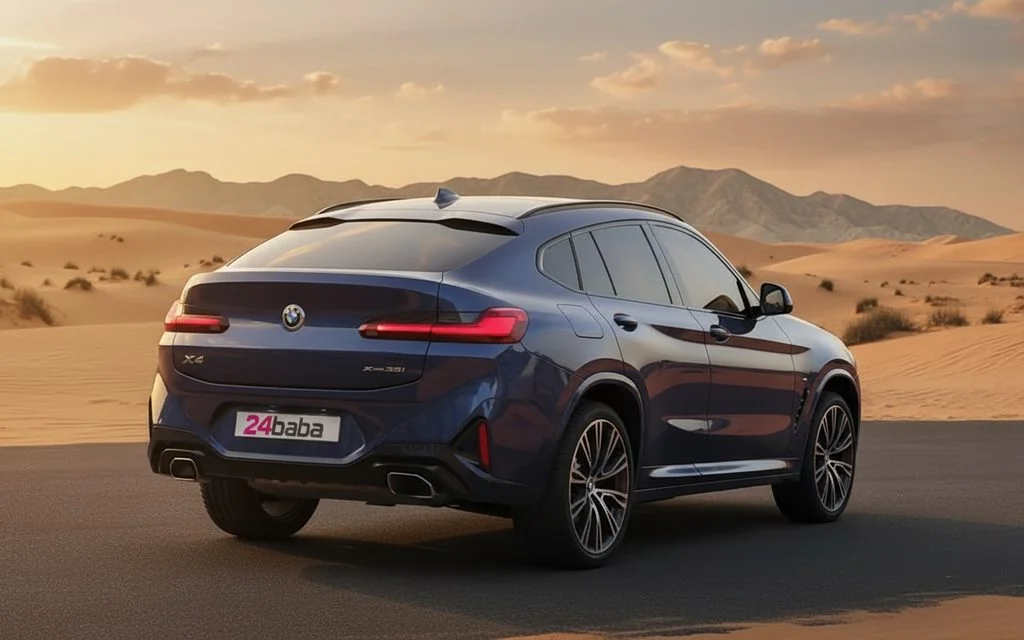 Bmw X4 2023 Blue rear view showing taillights – rental in Dubai