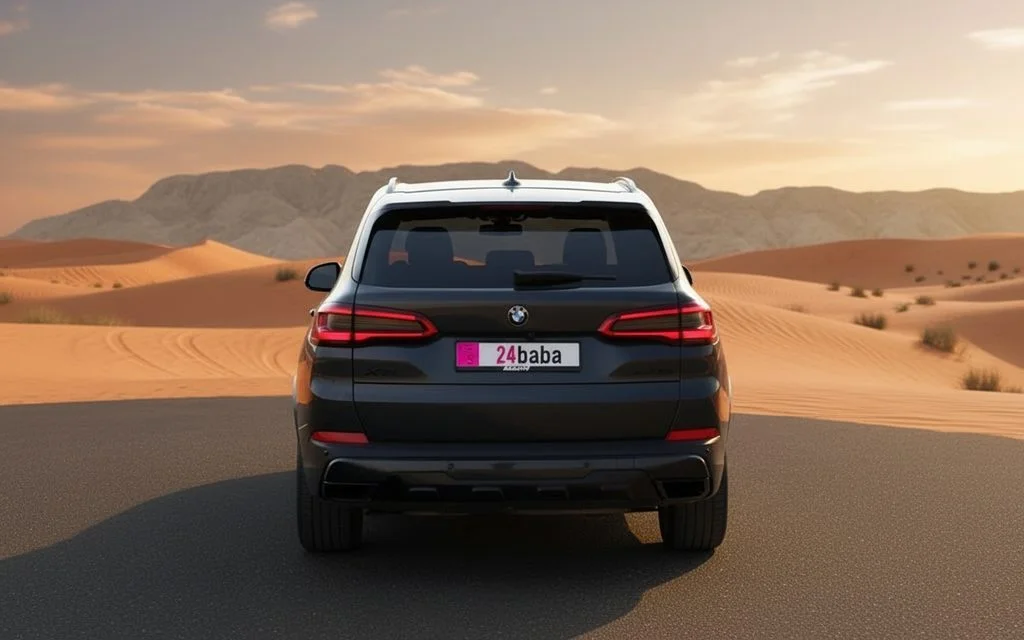 Bmw X5 2020 Dark Gray rear view showing taillights – rental in Dubai