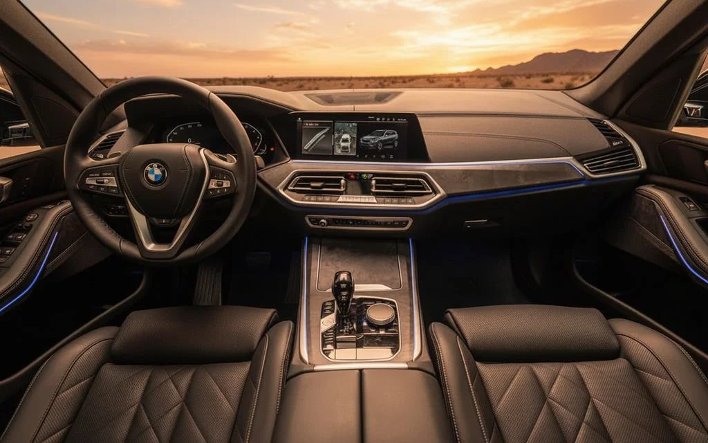 Bmw X5 2023 interior view showing trim – rental in Dubai