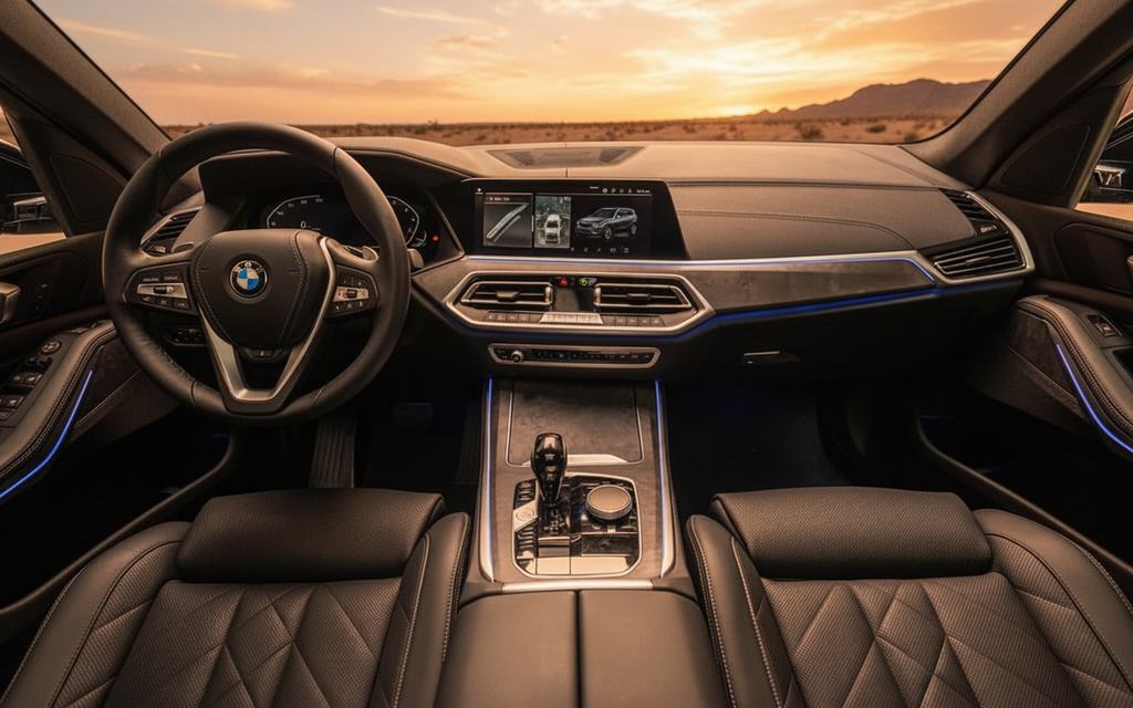 Bmw X5 2023 interior view showing trim – rental in Dubai
