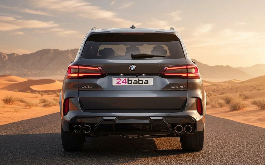 Bmw X5 2023 Grey rear view showing taillights – rental in Dubai