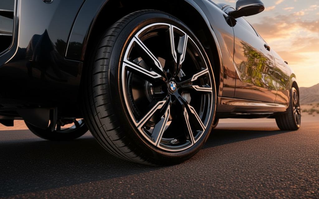 Bmw X6 2024 alloy wheel close up – rental in Dubai