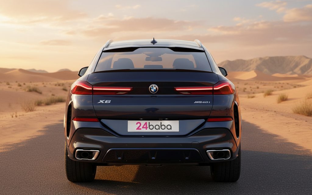 Bmw X6 2024 Blue rear view showing taillights – rental in Dubai
