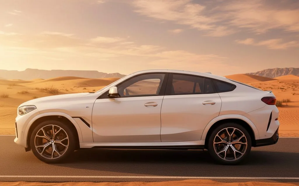 Bmw X6 2024 White side profile – rental in Dubai