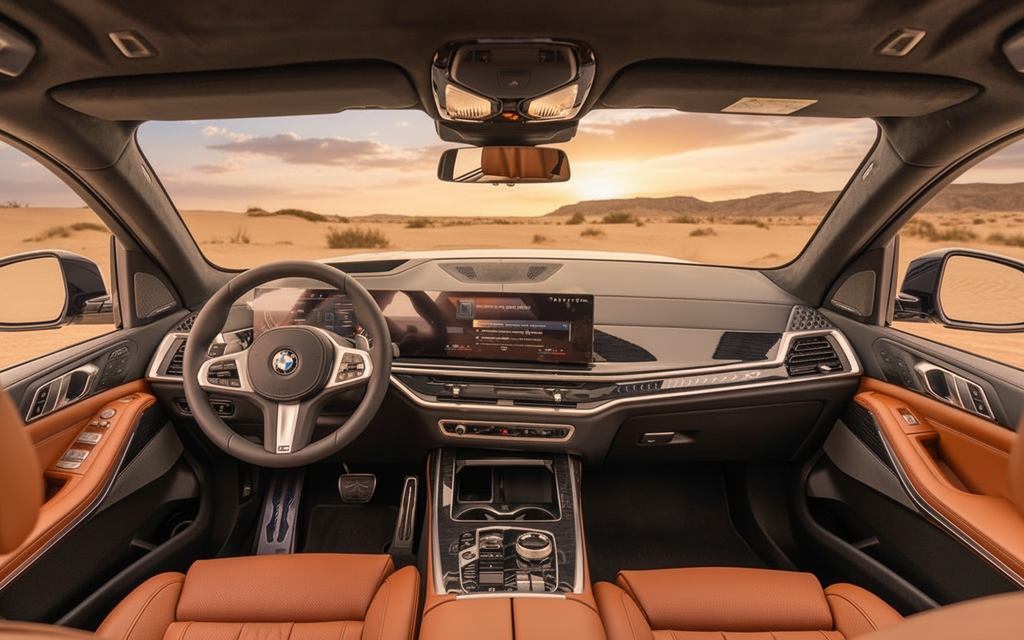 Bmw X7 2023 interior view showing trim – rental in Dubai