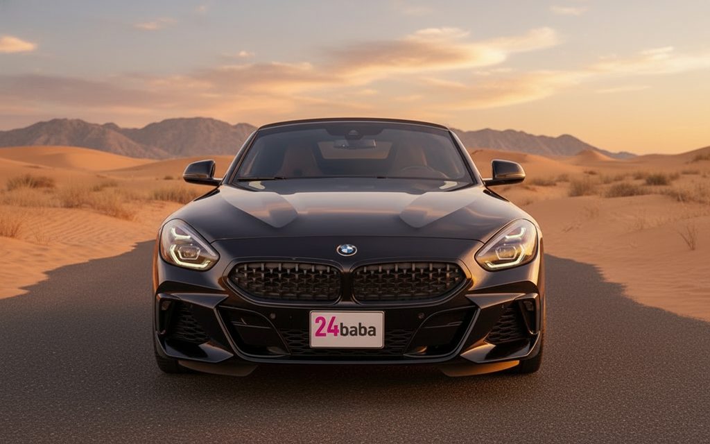 Bmw Z4 2021 Black front view with headlights – rental in Dubai