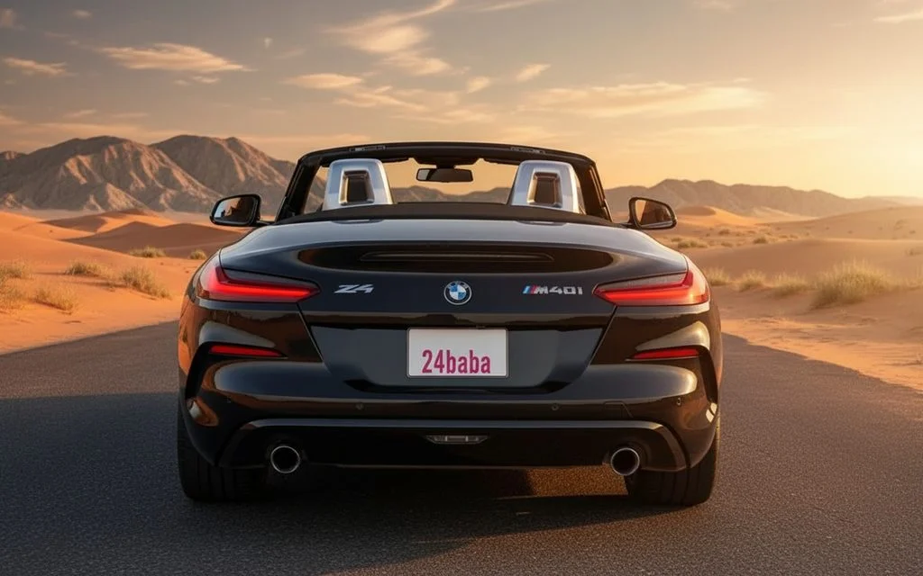 Bmw Z4 2021 Black rear view showing taillights – rental in Dubai
