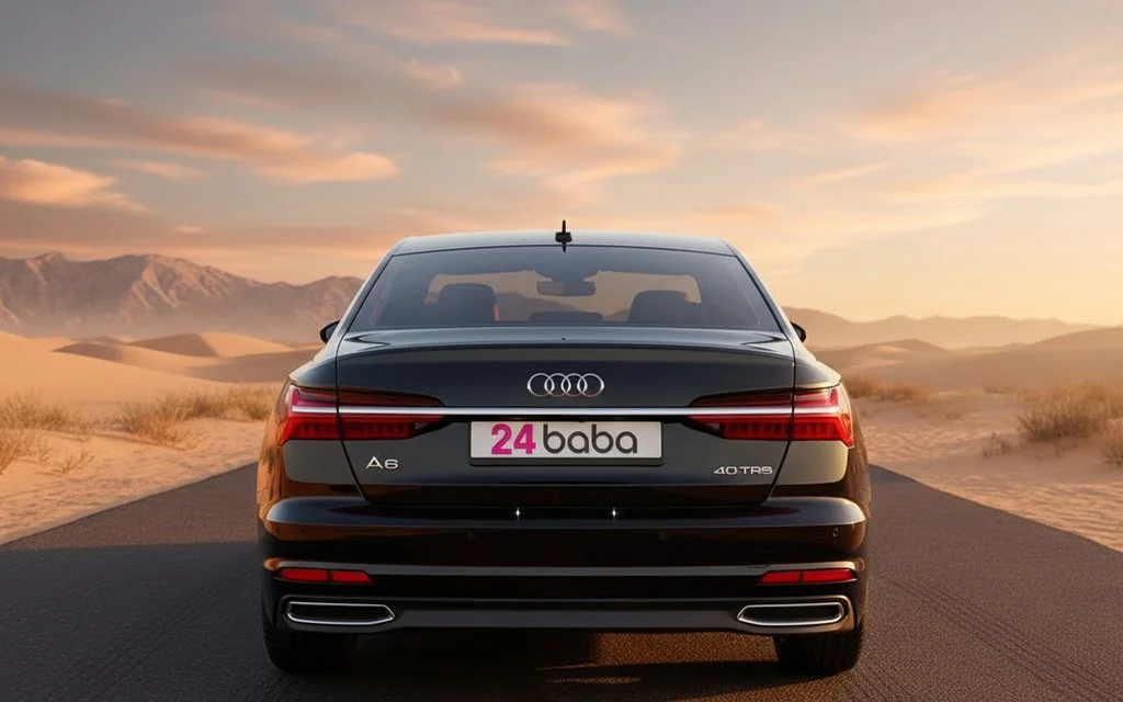 Audi A6 2021 Black rear view showing taillights