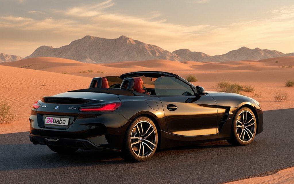 Bmw Z4 2022 Black rear view showing taillights – rental in Dubai