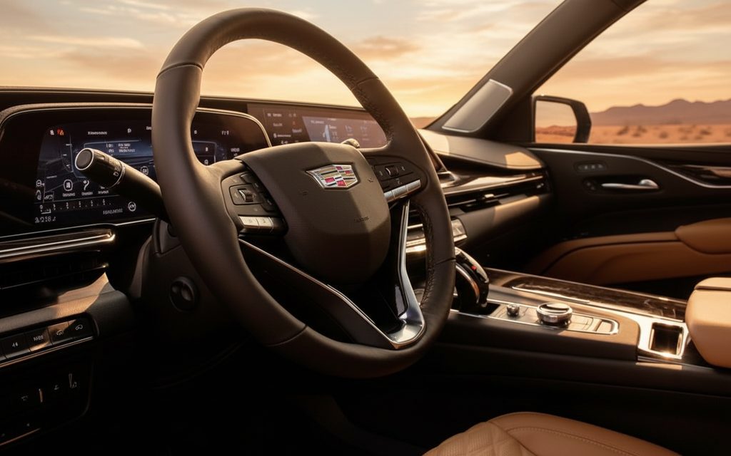 Cadillac Escalade 2022 interior view showing trim – rental in Dubai