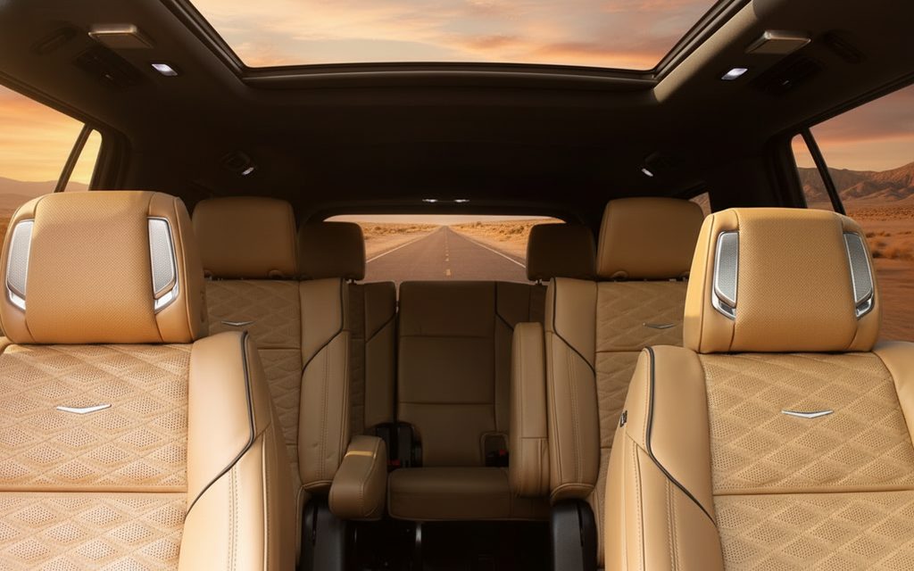 Cadillac Escalade 2022 leather seats and cabin – rental in Dubai