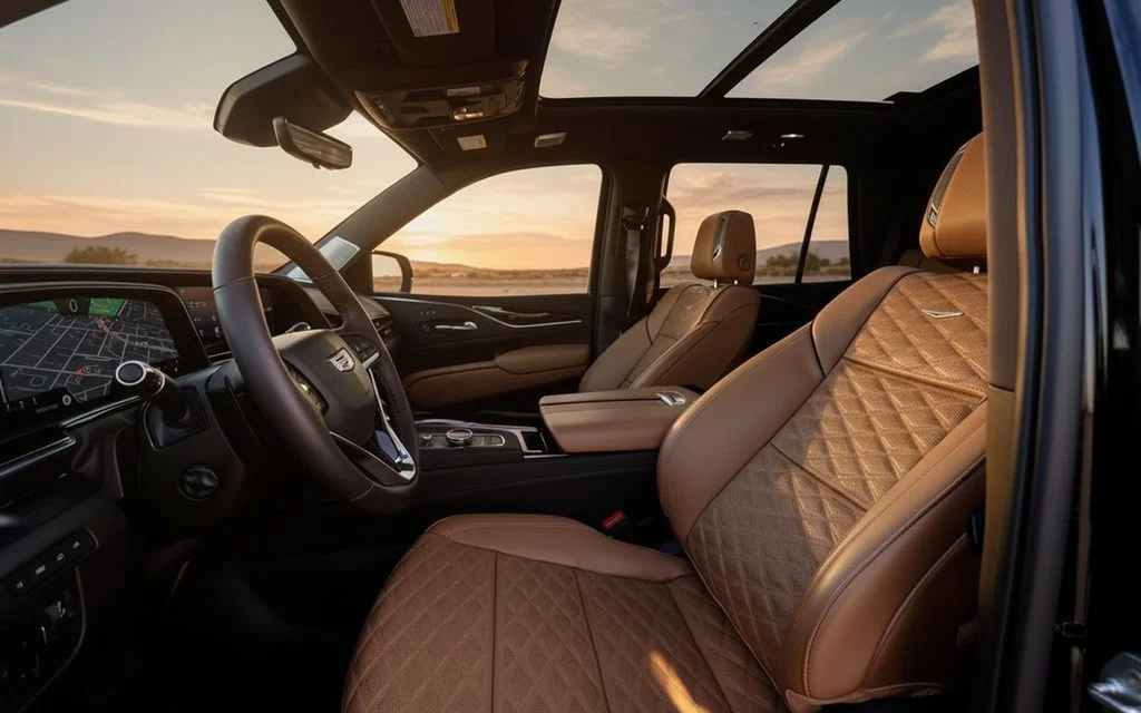 Cadillac Escalade 2023 leather seats and cabin – rental in Dubai