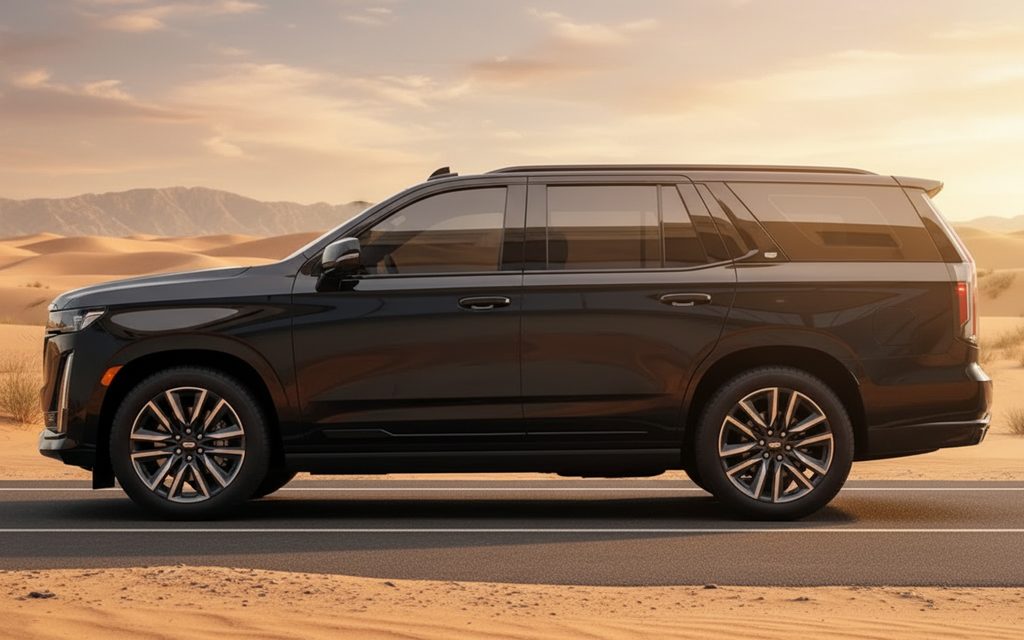 Cadillac Escalade 2024 Black side profile – rental in Dubai