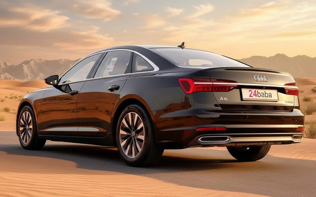 Audi A6 2022 Black rear view showing taillights