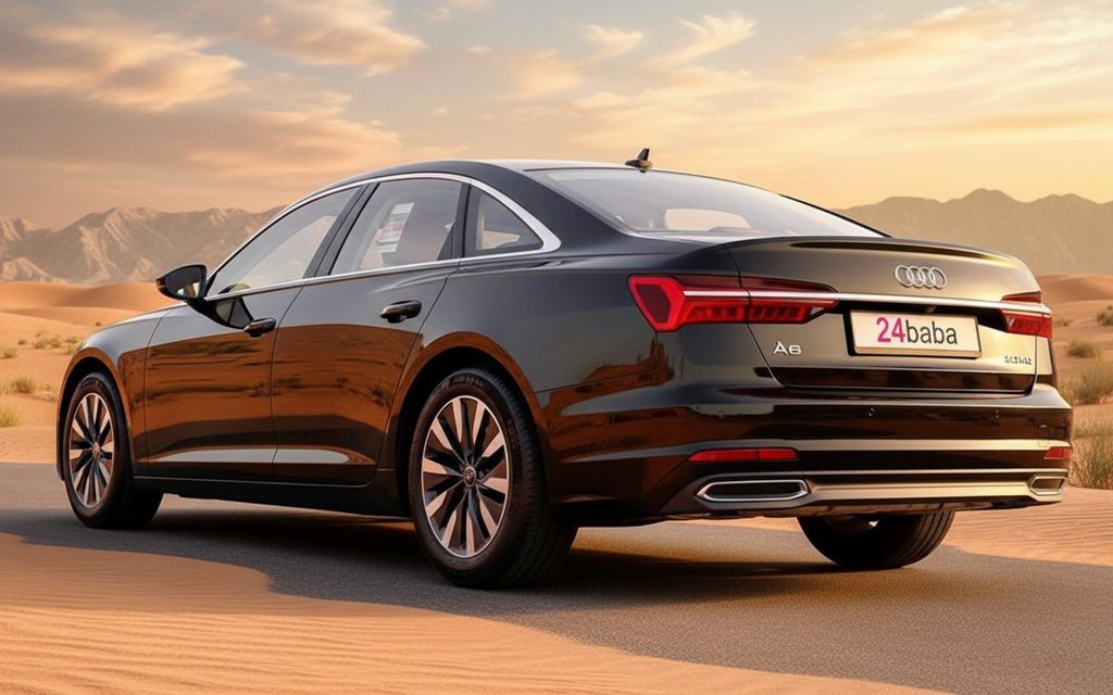 Audi A6 2022 Black rear view showing taillights