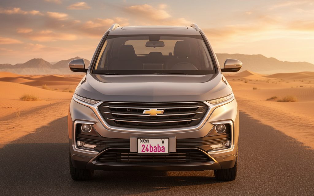 Chevrolet Captiva 2023 Grey front view with headlights – rental in Dubai