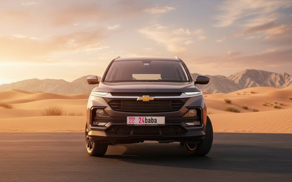 Chevrolet Captiva 2025 Grey front view with headlights – rental in Dubai