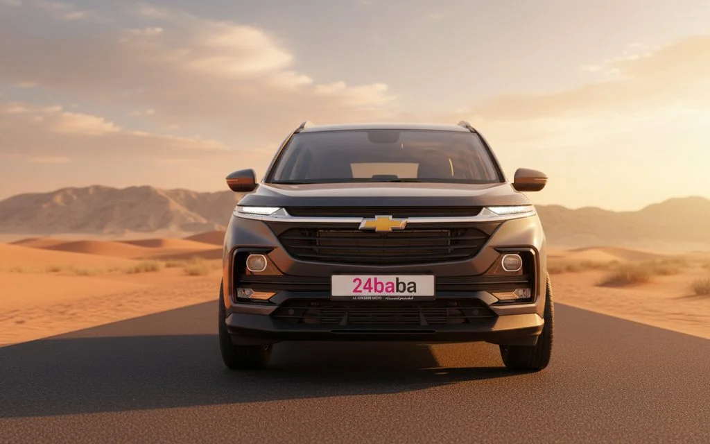 Chevrolet Captiva 2025 Grey front view with headlights – rental in Dubai