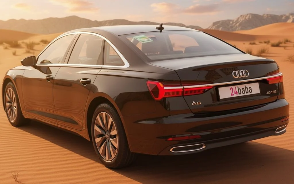 Audi A6 2023 Black rear view showing taillights