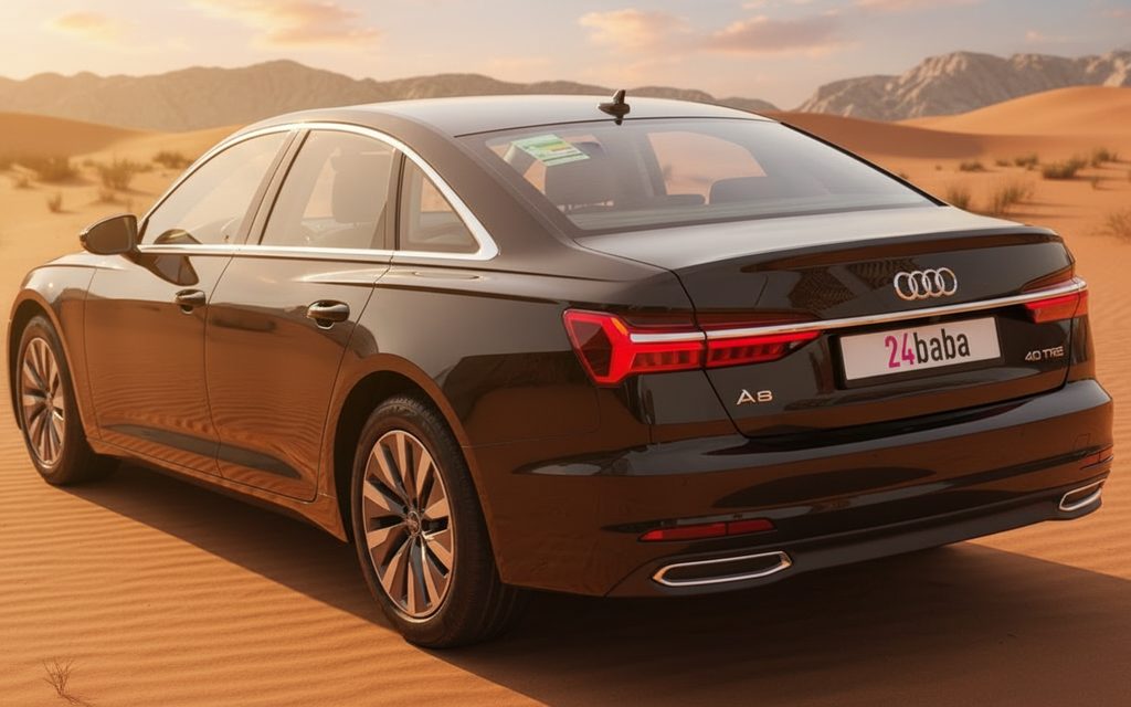 Audi A6 2023 Black rear view showing taillights