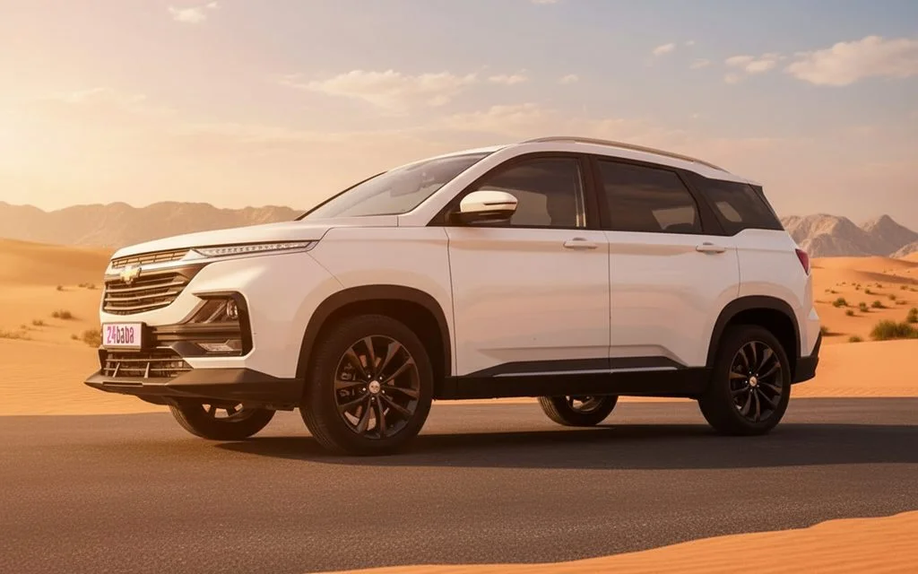 Chevrolet Captiva 2024 White side profile – rental in Dubai