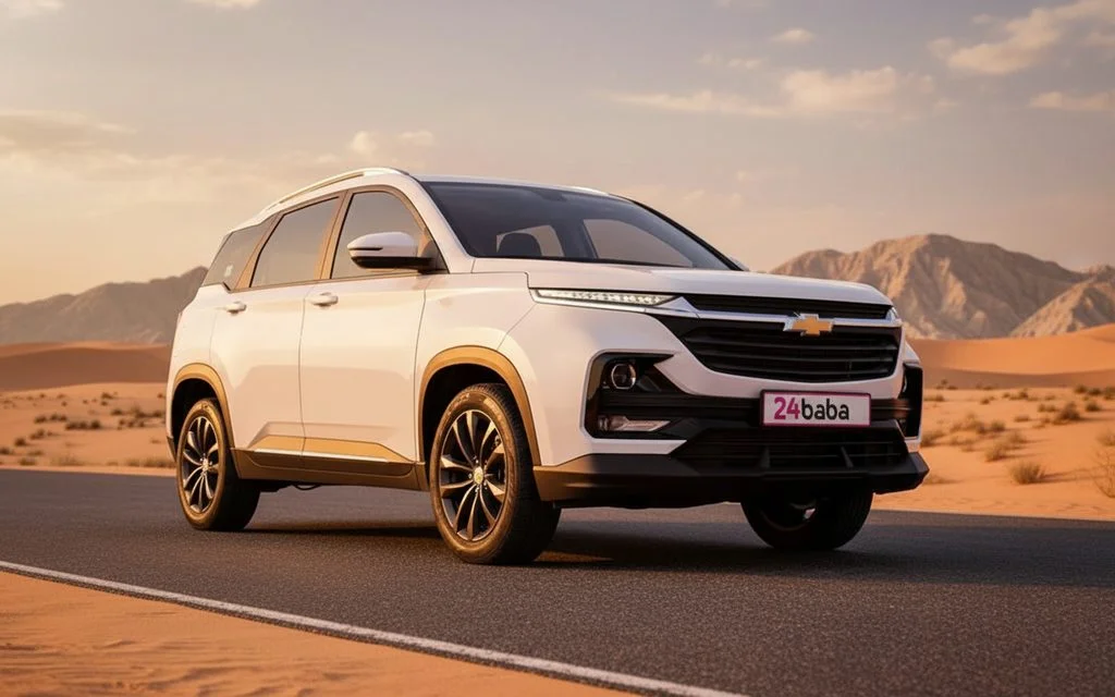 Chevrolet Captiva 2024 White front view with headlights – rental in Dubai