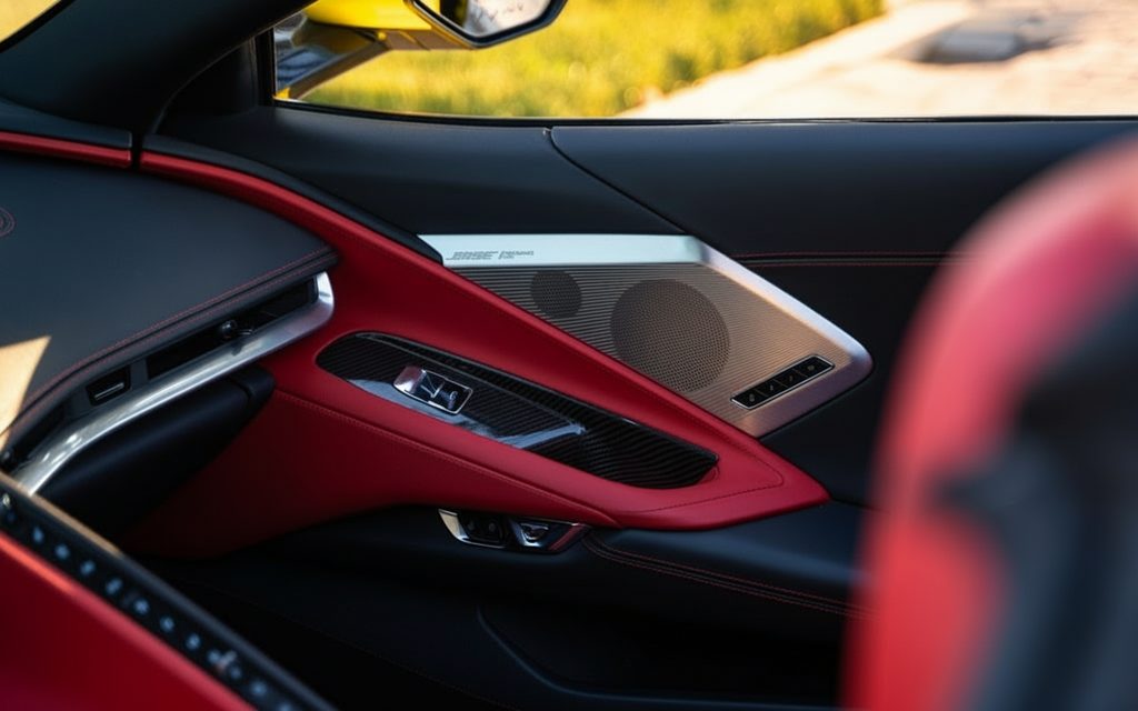 Chevrolet Corvette 2022 interior view showing trim – rental in Dubai