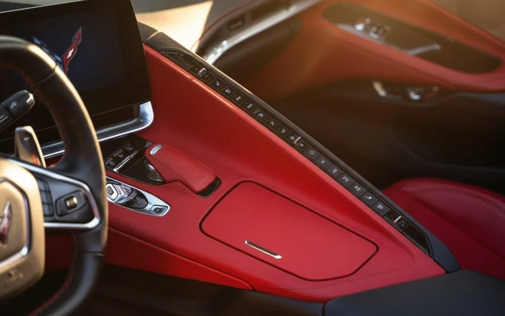 Chevrolet Corvette 2022 interior view showing trim – rental in Dubai