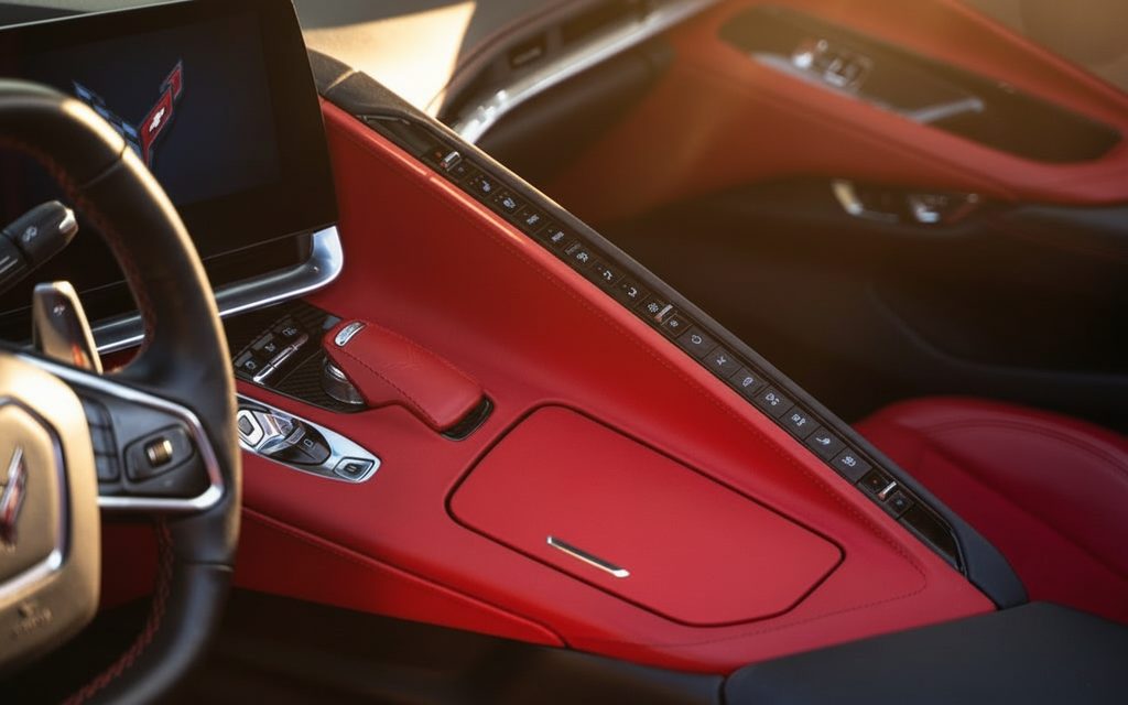Chevrolet Corvette 2022 interior view showing trim – rental in Dubai