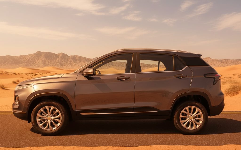 Chevrolet Groove 2023 Grey side profile – rental in Dubai