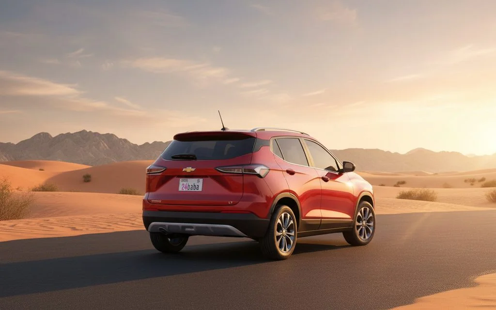 Chevrolet Groove 2023 Red rear view showing taillights – rental in Dubai