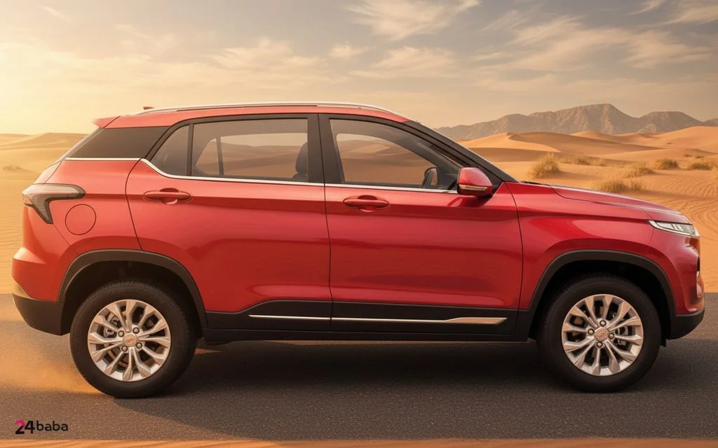 Chevrolet Groove 2023 Red side profile – rental in Dubai