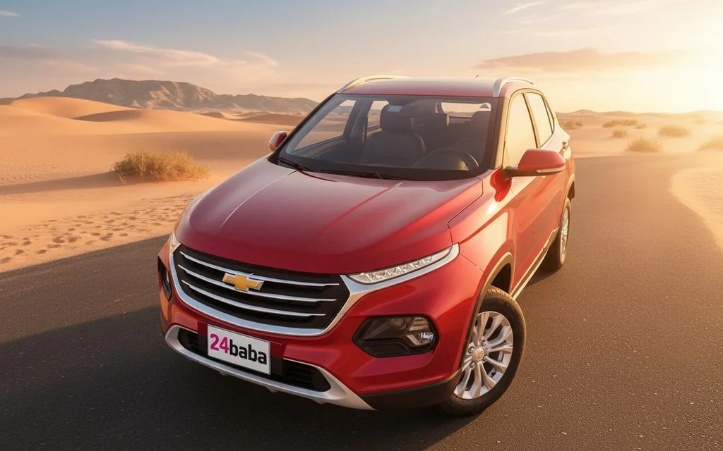 Chevrolet Groove 2025 Red front view with headlights – rental in Dubai