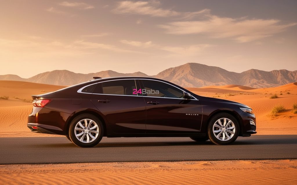 Chevrolet Malibu 2021 Black side profile – rental in Dubai