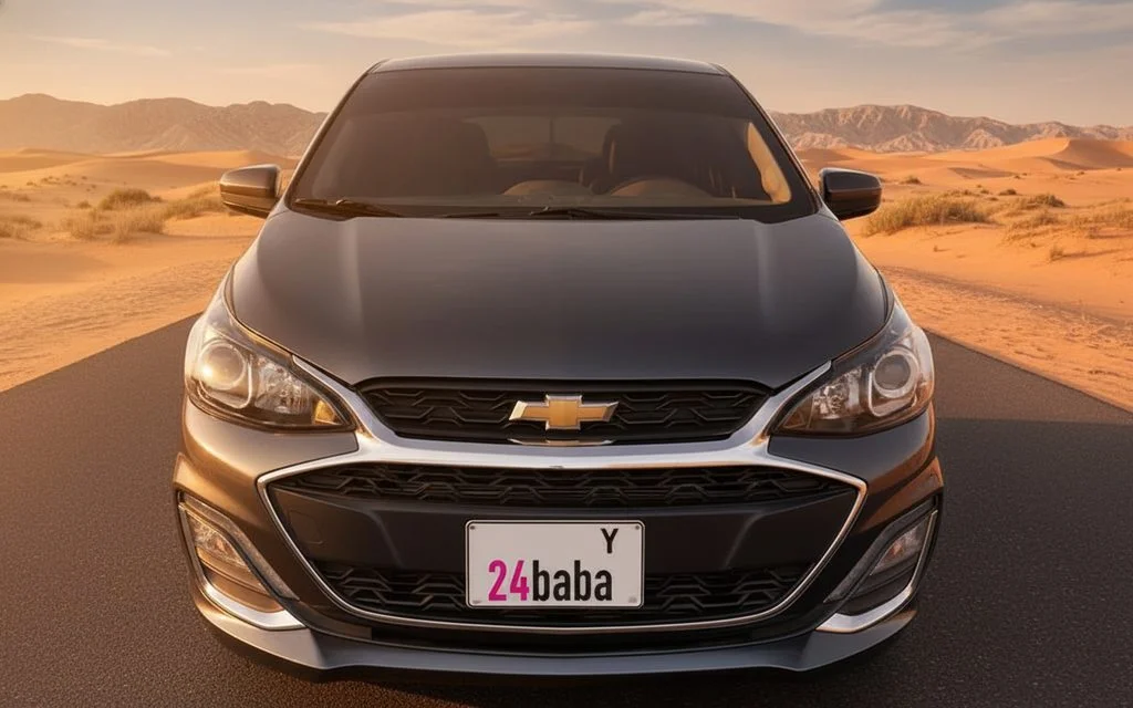 Chevrolet Spark 2021 Grey front view with headlights – rental in Dubai