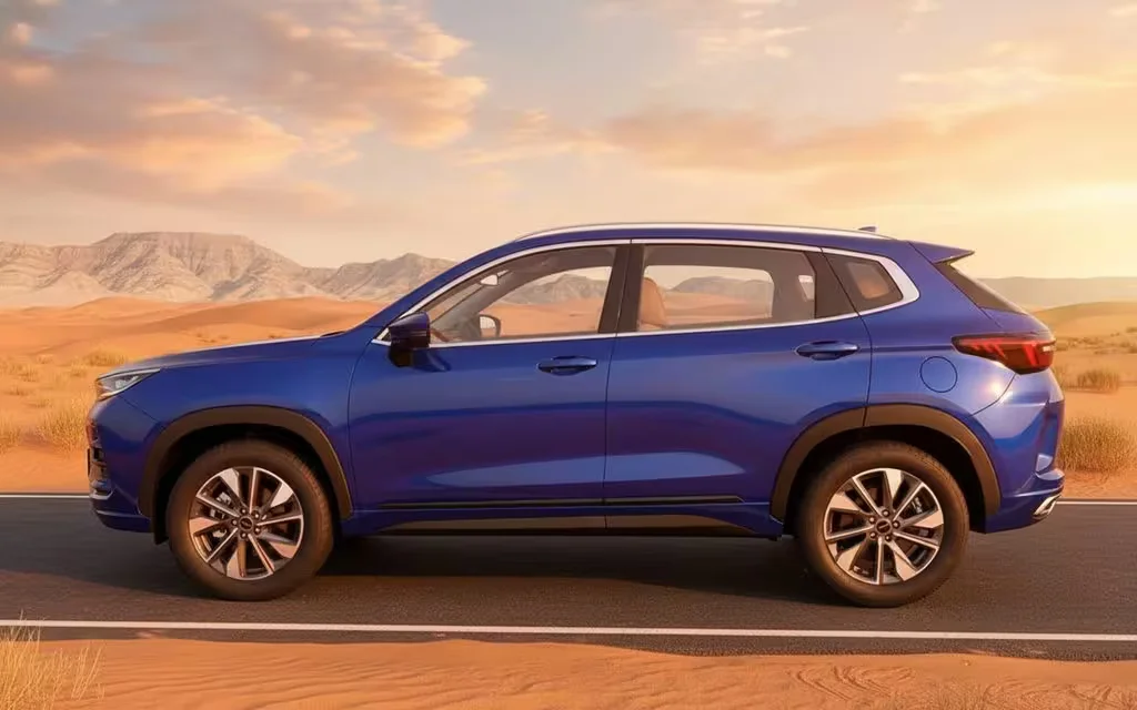 Exeed Lx 2024 Blue side profile – rental in Dubai