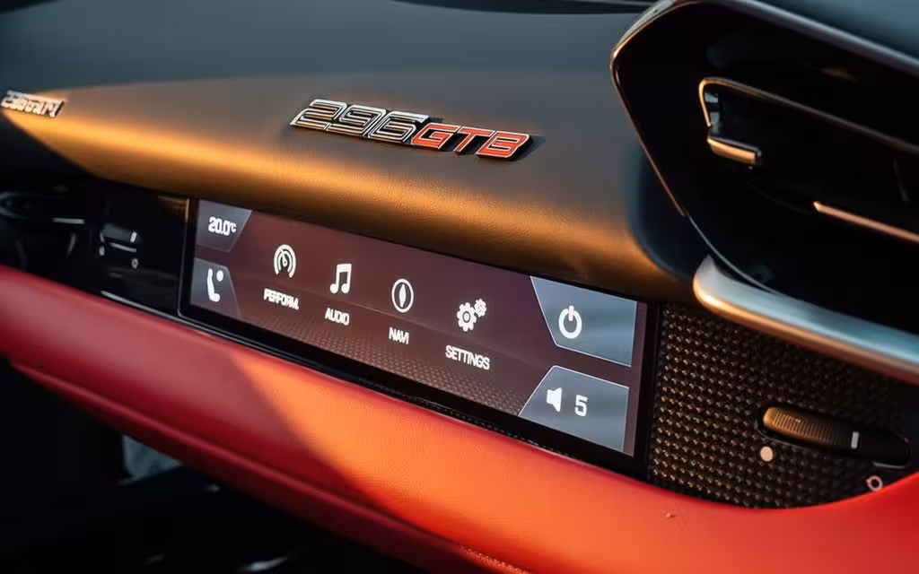 Ferrari 296 2023 dashboard and infotainment – rental in Dubai