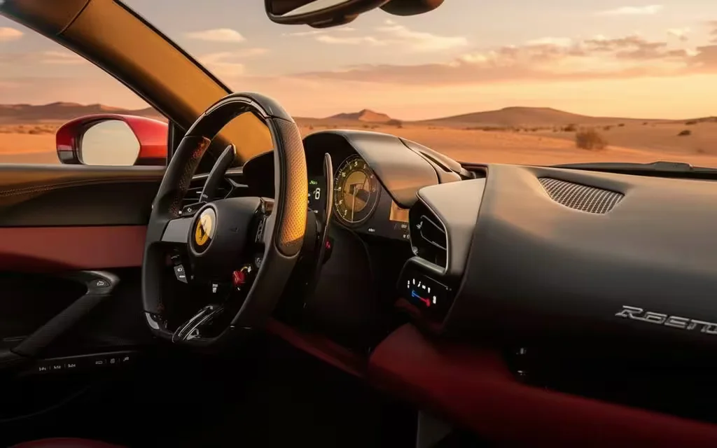Ferrari 296 2023 interior view showing trim – rental in Dubai