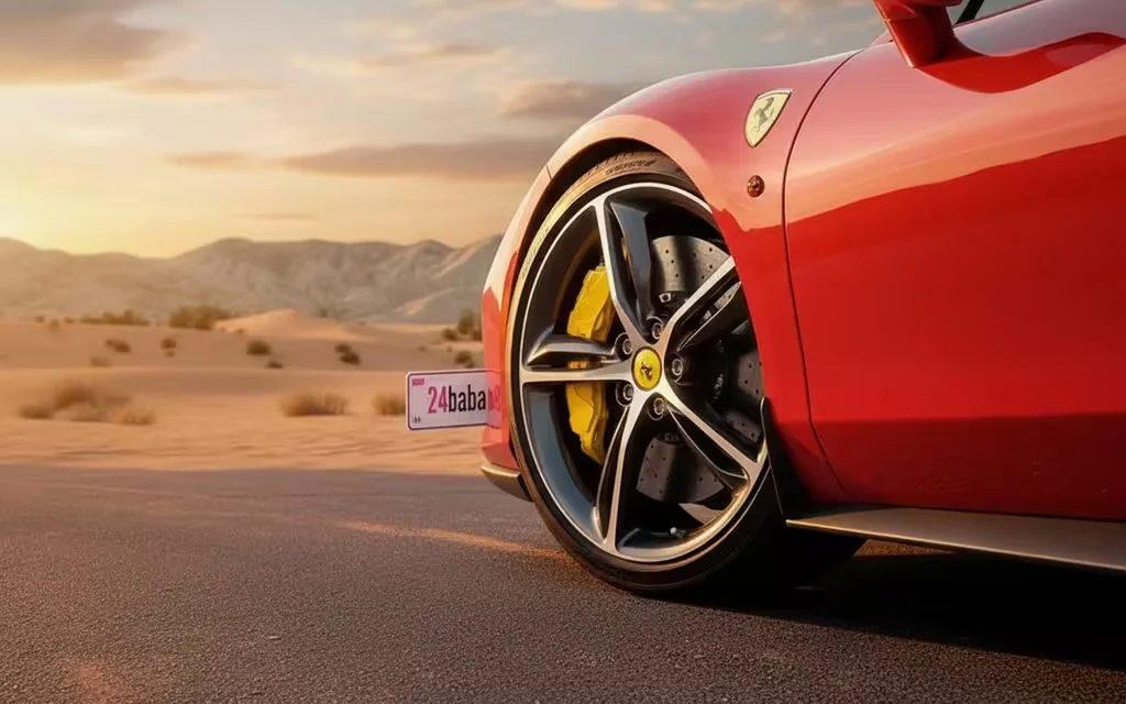 Ferrari 296 2023 alloy wheel close up – rental in Dubai